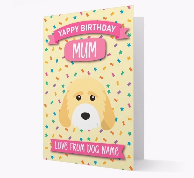 Personalised Card 'Yappy Birthday Mum' with {breedCommonName} Icon